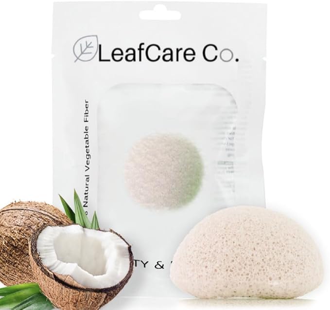 LeafCare Co. - Konjac Sponge- Coconut-for Dull and Dry Skin That Needs Hydration and Softness -Premium Quality