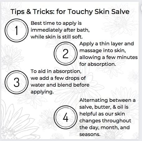 Touchy Skin Salve, Eczema Cream for Kids and Adults, Natural Sensitive Skin Treatment, Itch Cream, Calendula Ointment, 4 oz