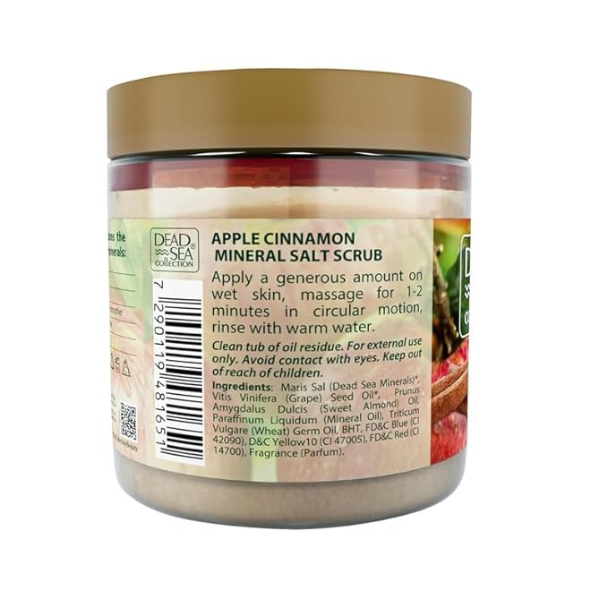 Dead Sea Collection Apple Cinnamon Salt Scrub β Exfoliating Body Scrub for Women β Moisturizing and Nourishing Skin β with Pure Oils and Dead Sea Minerals (23.28 Oz)