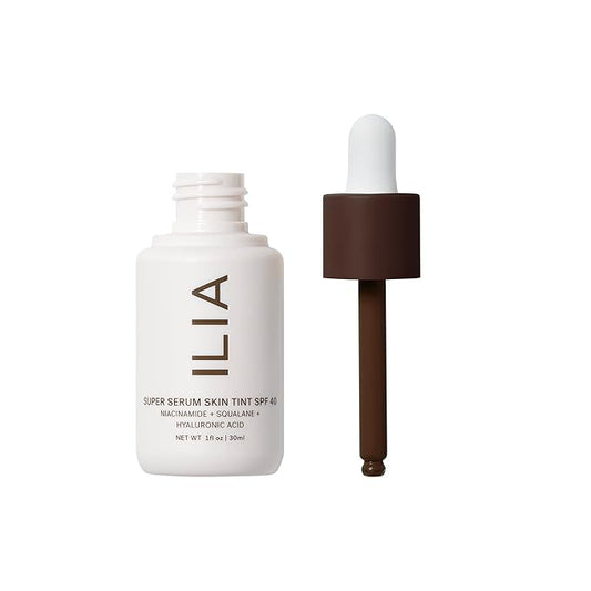 ILIA - Super Serum Skin Tint SPF 40 | Non-Comedogenic, Vegan, Lightweight to Help Against Blue Light, + Pollution while Hydrating, Smoothing, + Refining (Lovina ST19, 1 fl oz | 30 ml)