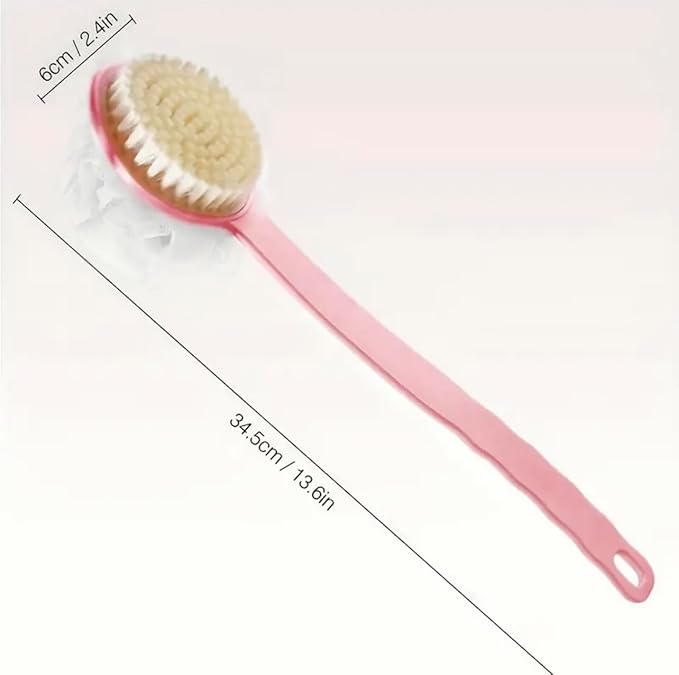 Double Sided Bath/Shower Brush, Two in One Long Handle Brush, Soft Bristle Massage Brush, Body Brush, 2 PCS (Blue+Pink)