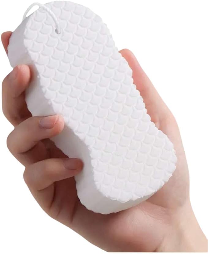 4pcs Exfoliating Bath Sponges, Body Exfoliating Scrubber,Soft Bath Shower Sponge for Removing Dead Skin(Pink&Blue&White &Gray)