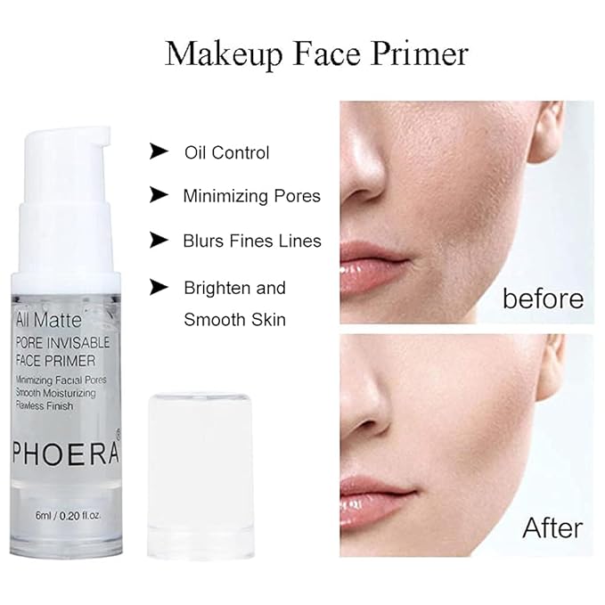 PHOERA Foundation,Full Coverage Foundation,PHOERA Primer,PHOERA Powder,PHOERA Concealer PHOERA Makeup Set, Kabuki Makeup Brushes Foundation Brush Powder,2 Makeup Sponge (104 Buff Beige + 105 Sand)