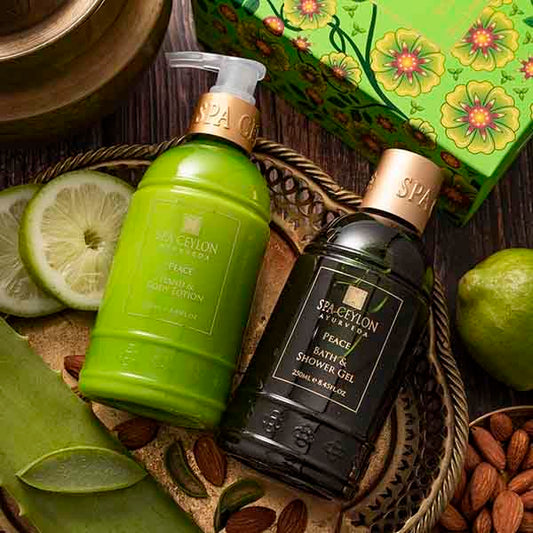 SPA CEYLON Peace Bath & Body Duo Set, Luxury Lavender & Lemongrass Body Wash & Lotion Set, Organic & Natural 250ml x 2