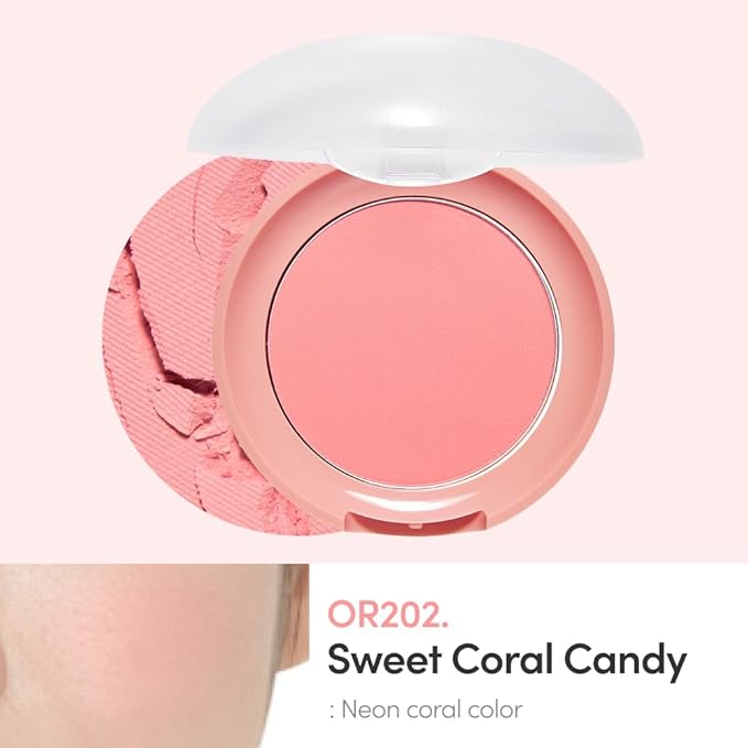 ETUDE Lovely Cookie Blusher - Sweet Coral Candy 4g | Glowing & Natural Powder Blush with Long-Lasting Sebum Control | Easy Application | Korean Makeup, Kbeauty, Perfect for Gift