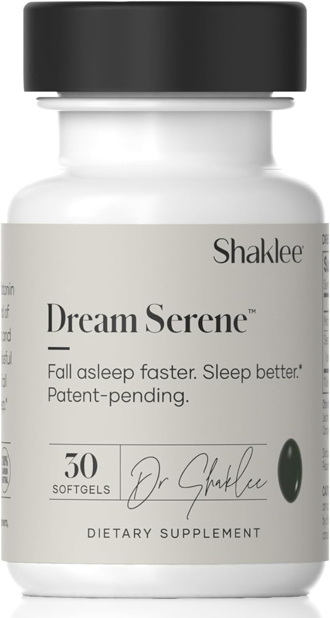 Shaklee - Dream Sereneβ’ Melatonin Sleep Aid - Fall Asleep Faster, Wake Up Refreshed - with Melatonin, Valerian, Lemon Balm, L-Theanine - for Ultimate Beauty Sleep - 30 Softgels