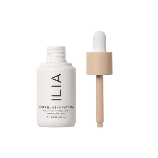 ILIA - Super Serum Skin Tint SPF 40 | Non-Comedogenic, Vegan, Lightweight to Help Against Blue Light, + Pollution while Hydrating, Smoothing, + Refining (Balos ST3, 1 fl oz | 30 ml)