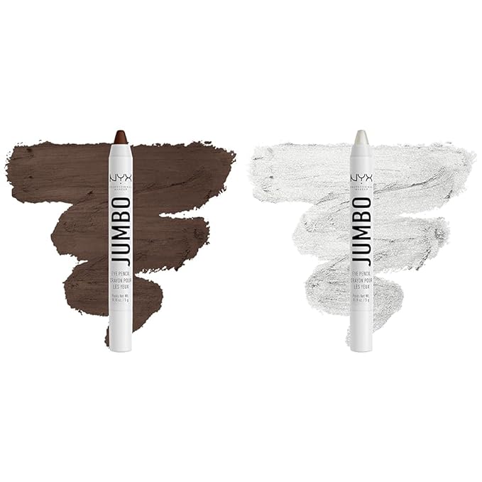 NYX PROFESSIONAL MAKEUP Jumbo Eye Pencil Blendable Eyeshadow Stick & Eyeliner Pencil Bundle - Frappe (Chocolate Brown) & Cottage Cheese