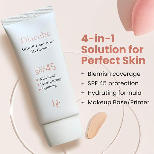 Skin-Fit Moisture BB Cream With SPF 45 PA+++ 1.76 Fl Oz, Natural Beige: Perfect for Light to Medium with Neutral Skin Tones, Blemish Coverage, Long-Lasting Tinted Moisturizer, K-Beauty