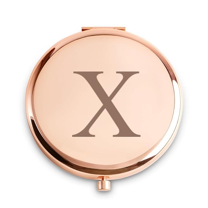 Personalized Gifts for Women Girls, Initial Compact Mirror, Unique Mothers Day Birthday Gifts for Friends Mom Wife Grandma Sister Daughter, 2025 Graduation Gifts for Her College Medical High School
