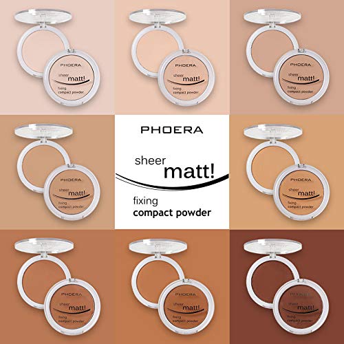 2 Pack PHOERA Matte Face Powder, Control Oil Brighten Skin Color Cover Blemish Makeup Face Setting Setting Powder Foundationγ (207-Sand)
