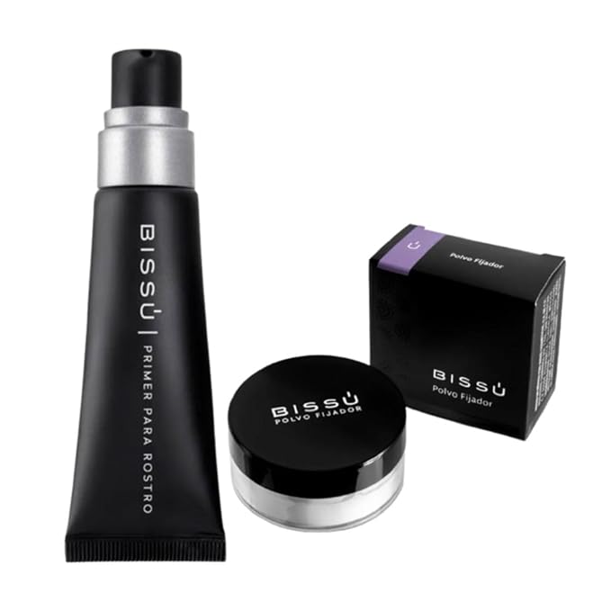 BissΓΊ Face Kit: Silky Primer (27.5 ml) & Setting Powder (8g) - Oil-Free, Fragrance-Free, with Hyaluronic Acid & Jojoba Oil for a Matte Finish