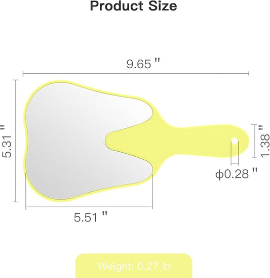 Annhua Hand Mirrors with Handle Tooth-Shape Dental Mirror Tool Face Mirror Yellow, Hand Held Travel Mirror Small and Cute, Used for Oral Clinic, Salon, Barber and Hairdressing