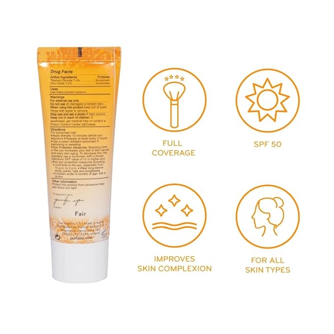 pΕ«rlisse Youth Glow Vitamin C CC Cream SPF 50: Cruelty-Free & Clean, Paraben & Sulfate-Free, Full Coverage, Hydrates with Hyaluronic Acid | Medium 1.4oz