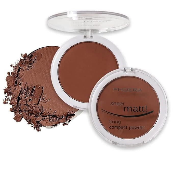 2 Pack PHOERA Matte Face Powder, Control Oil Brighten Skin Color Cover Blemish Makeup Face Setting Setting Powder Foundationγ (208 - Espresso)