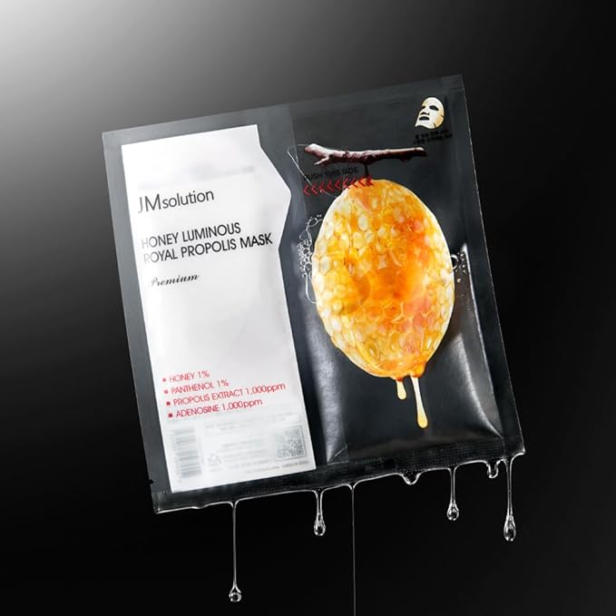 JMsolution Honey Royal Propolis Mask - 5EA Premium Set | Patented Ingredients | Infused with 5 Honey Extracts for Ultimate Nourishment and Firming | Korean Skin Care | Double S Relaxing Complex