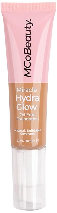 MCoBeauty Miracle Hydra Glow Oil-Free Foundation - Water-Based, Light-Medium Coverage - Features A Natural Satin Finish - Ultimate Radiant Base - With A Second-Skin Feel - Natural Honey - 1 Oz