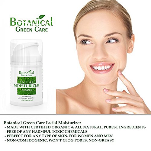 Botanical Green Care Organic Facial Moisturizer. Natural Aging Face Moisturizing Cream for Sensitive, Dry & Normal Skin for Women and Men