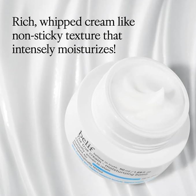 belif Moisturizing Bomb – Daily Ceramide Moisturizer with Peptide & Squalane, 48hr Hydration & Anti-Aging Cream, Milky & Lightweight, Restores Skin Barrier, Korean Skincare, 1.68 fl oz (50ml)