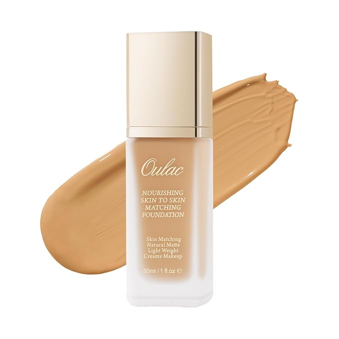 Oulac Foundation Make Up - Medium to High Coverage, Infused With Aloe Leaf and Vitamin E, Vegan, 30ml, Shade: Caramel 16