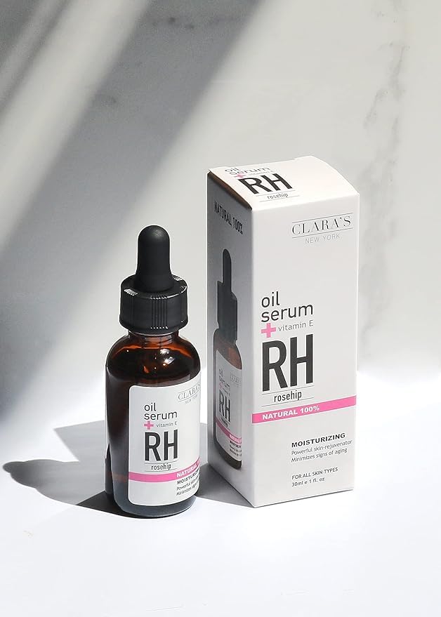 CLARA'S NEW YORK 100% Natural Rosehip Facial Oil Serum with Vitamin E β Hydrating, Anti-Aging Face Oil for Fine Lines & Wrinkles β Lightweight, Non-Greasy β 30ml β Made in USA