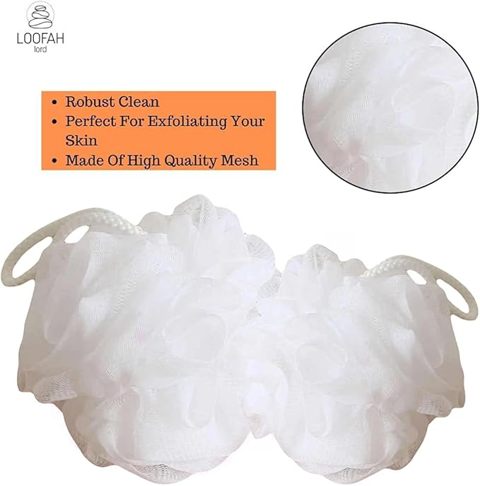 20 Blue and White Bath or Shower Sponge Loofahs Pouf Medium Mesh Wholesale Bulk LOT