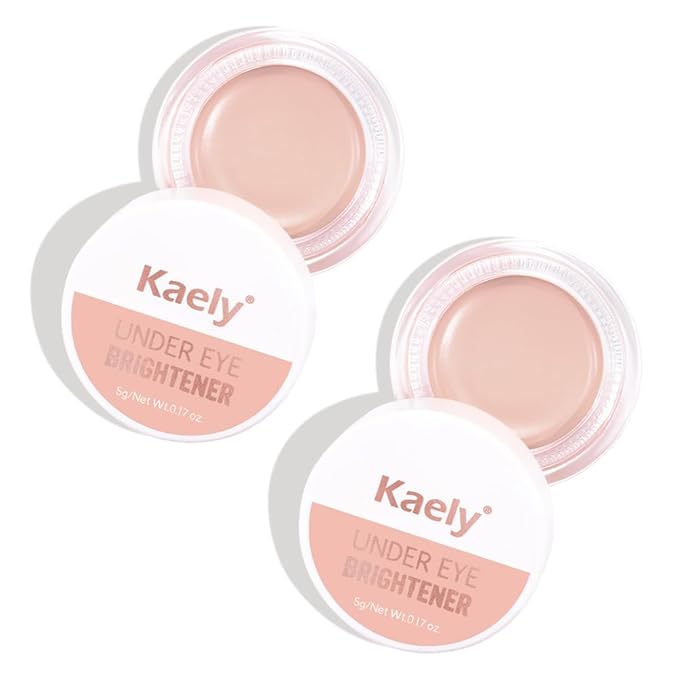 Kaely 2Pcs under Eye Brightener, Conceal Brighten Dark Circles, Color Correcting Pot Concealer for Dark Circles, corrector de ojeras, Waterproof, Vegan Makeup & Cruelty-Free, 08 Light Pink Shimmer