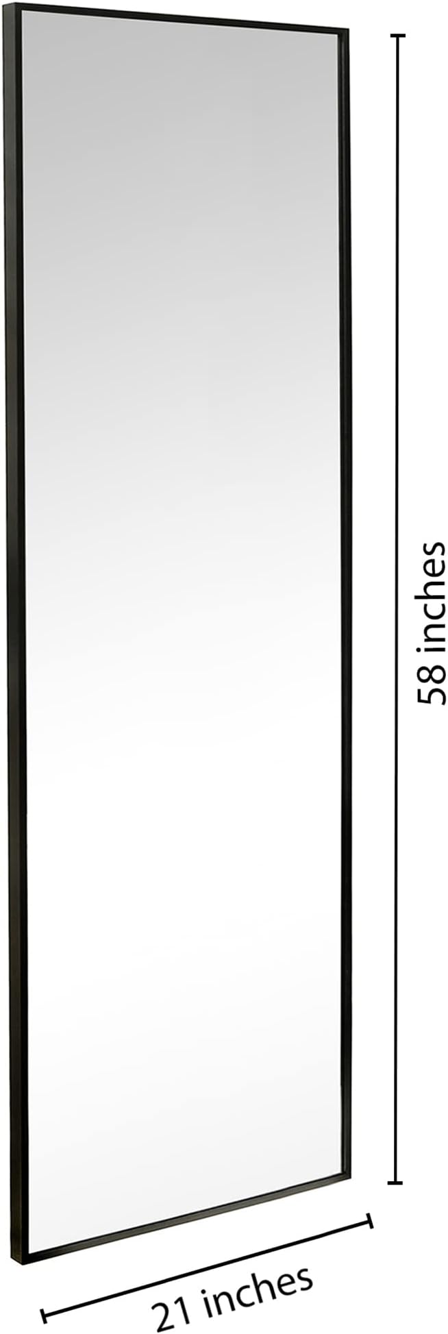 Americanflat 21x58 Full Length Mirror with Stand - Standing Mirrors with Durable Frame - Modern Mirror for Bathroom, Bedroom, Living Room - Mirrors for Wall Display and Home Decor - Black
