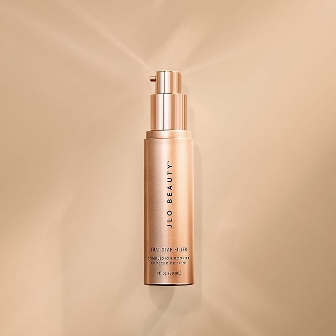 JLO BEAUTY That Star Filter Complexion Booster Highlighter & Bronzing Drops, Pink Champagne, 1 fl oz, For Body & Face, Makeup Primer with Vitamin E, Lightweight Shimmer Sheer Formula, Dewy, Glowy Skin