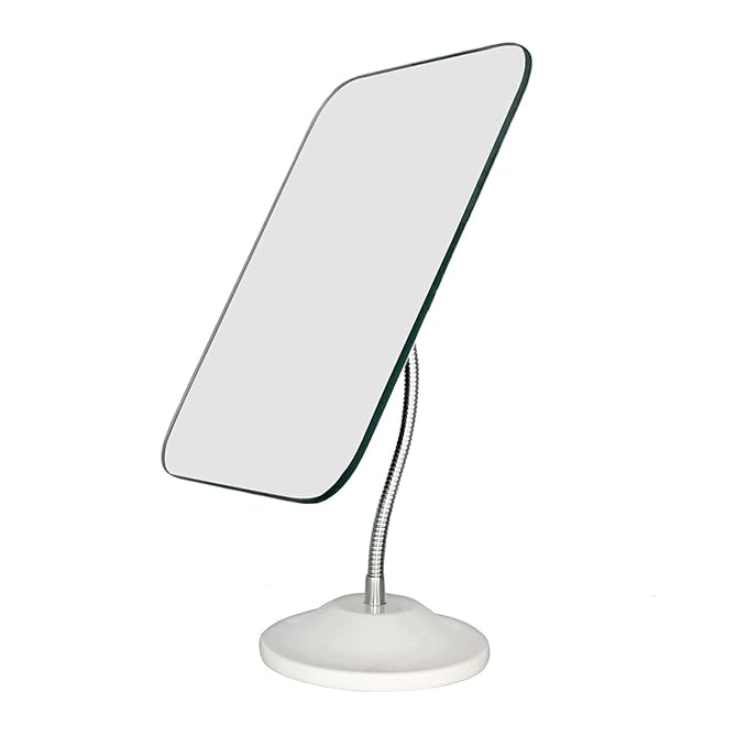 YEAKE Adjustable Flexible Gooseneck Makeup Mirror,360ยฐRotation Folding Portable Desk Vanity Mirror with Stand Shower Shaving Cosmetic Mirror Square Large