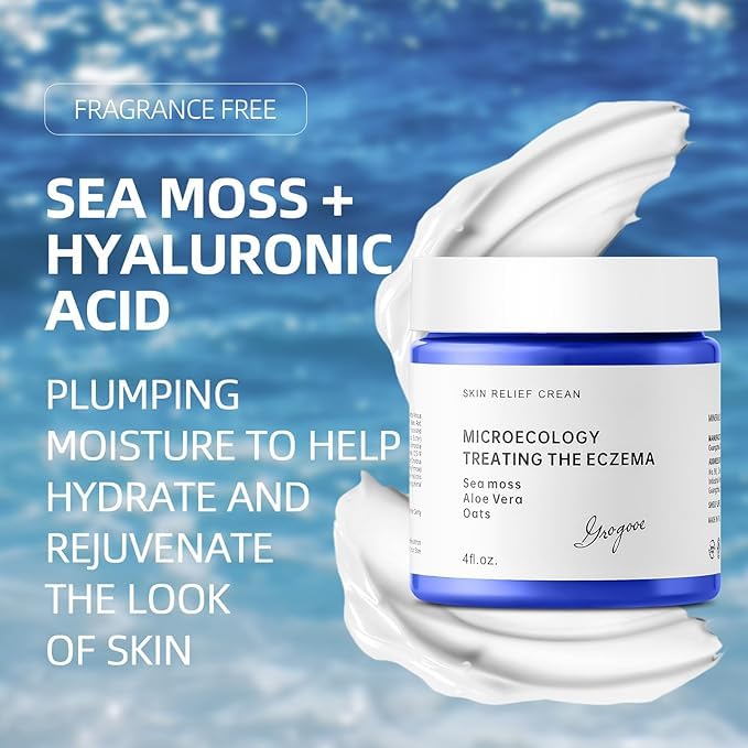 Natural Soothing Eczema Cream With Sea Moss Aloe Vera Oats for Multiple Skin Types Comfort Moisture Hydrate Eczema Cream for Dry Skin 4FL Oz
