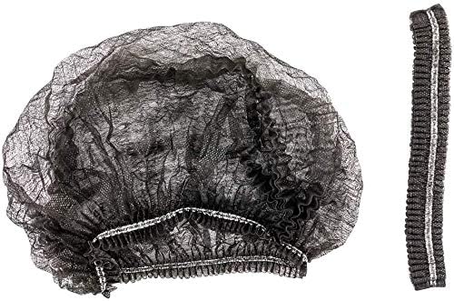 Tvoip 100Pcs 19" Disposable Cap Hair Net Cap Hair Hat Anti Dust Net Bouffant Cap Non-Woven Head Cover Hat Elastic Cleaning Hair Protect Hat Cap (Black)