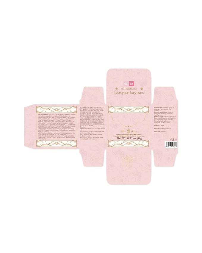 Flower Knows Butterfly Cloud Collar Rouge Box Highlighting & Blush Duo Powder,Blue+Pink Matte Finish Blush & Highlighter Palette,Buildable & Blendable Makeup Blush for cheeks(03 Pastel Lotus)