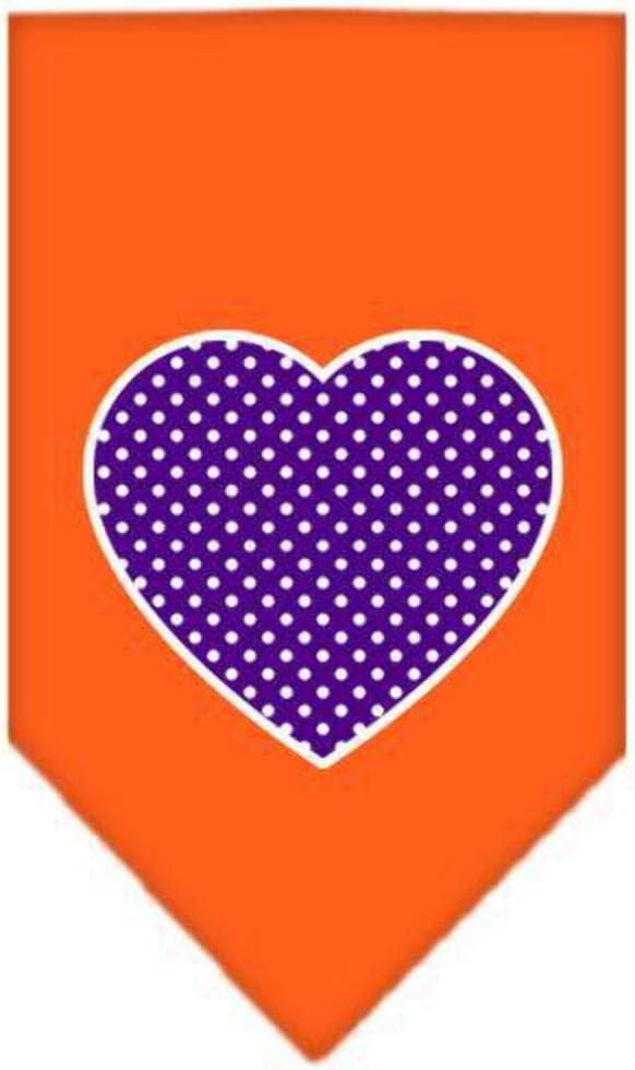 Mirage Pet Products Purple Swiss Dot Heart Screen Print Bandana for Pets, Small, Orange