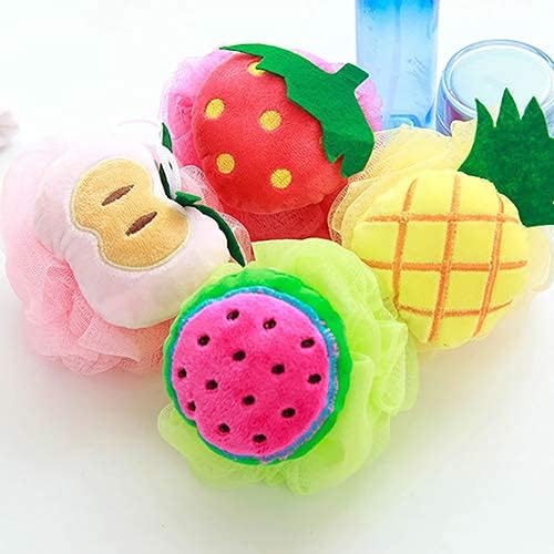 Yellow Pineapple Soft Fruit Shape Bath Puff Body Foam Bubble Net Ball Body Scrubber Shower Sponge Pouf Loofahs Mesh Shower Ball Loofah Bath Sponge for Kids Adults Beauty Bathing Bath Sponges
