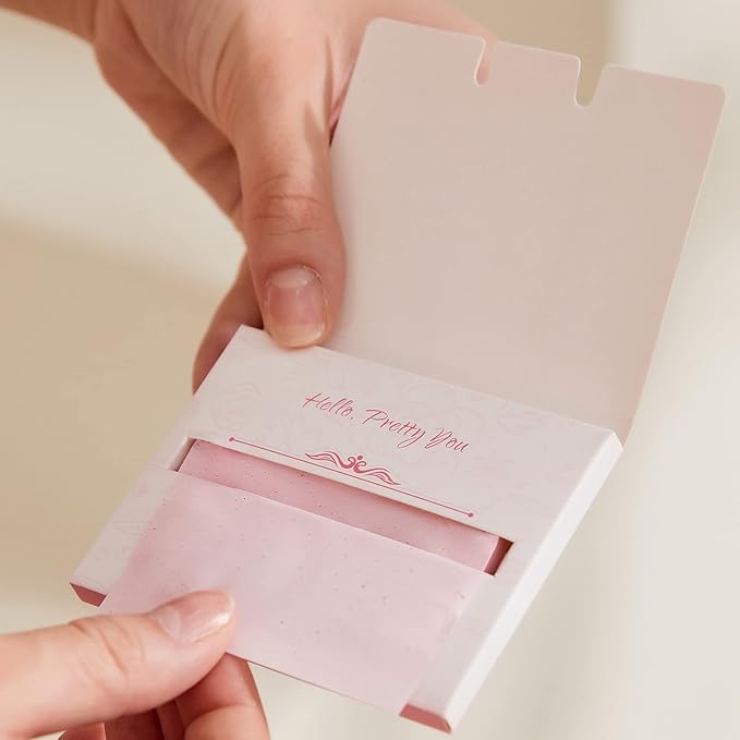 Makeup Mirror with Facial Oil Blotting Paper Sheets β 100 Counts, Silver Compact Folding Cosmetic Travel Mirror Pack (Rose)