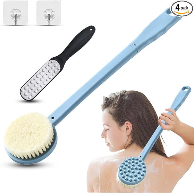 WOBEVE Shower Brush, Back Brush Long Handle for Shower Body Exfoliator for Wet or Dry Brushing