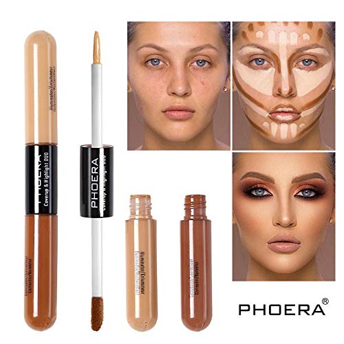 AQUAPURITY PHOERA® Sculpt & Highlight Concealer Contour Foundation Oil Control Face Contour Dual Face Shadow Repair Make Up (103 CARAMEL/VANILA)