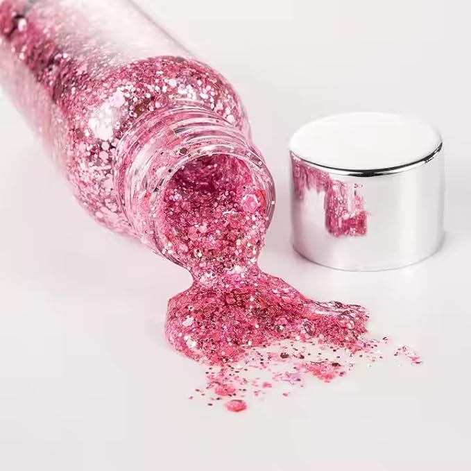 3 Color Glitter Mascara Contour Face Makeup,Body Glitter,Bright,Long-Lasting,Shimmer, for Face and Body Gel Pearlescent Festival Makeup (C, 4.6 Ounce (Pack of 3))