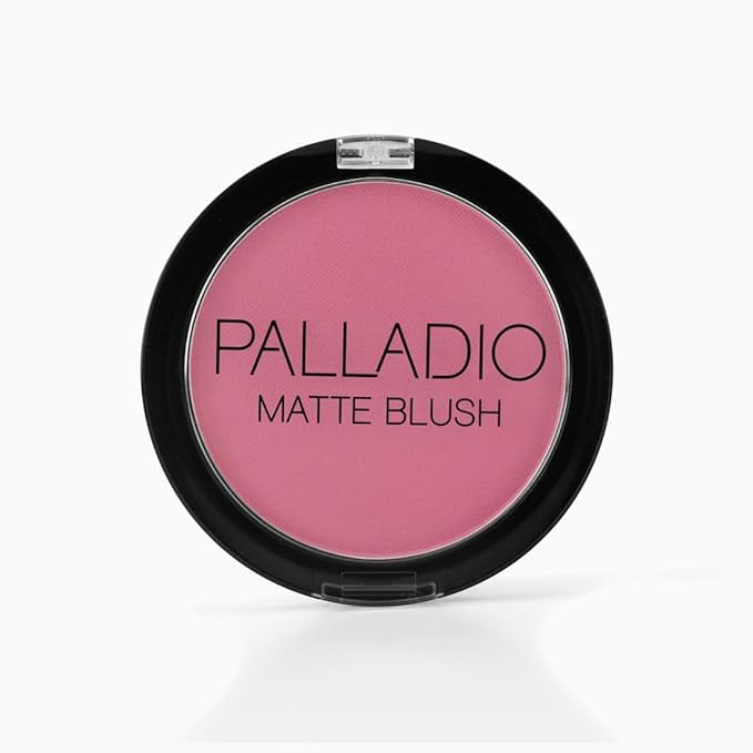 Palladio Matte Blush, Brushes onto Cheeks Smoothly, Soft Matte Look and Even Finish, Flawless Velvety Coverage, Effortless Blending Makeup, Flatters the Face, Convenient Compact, Bayberry
