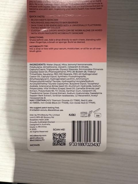 MCoBeauty Super Glow Blush Drops, Rose Pink, Luminous Flush for Radiant Cheeks, Vegan, Cruelty Free Cosmetics