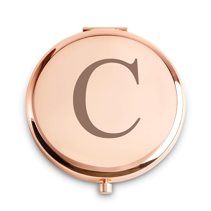Personalized Gifts for Women Girls, Initial Compact Mirror, Unique Mothers Day Birthday Gifts for Friends Mom Wife Grandma Sister Daughter, 2025 Graduation Gifts for Her College Medical High School
