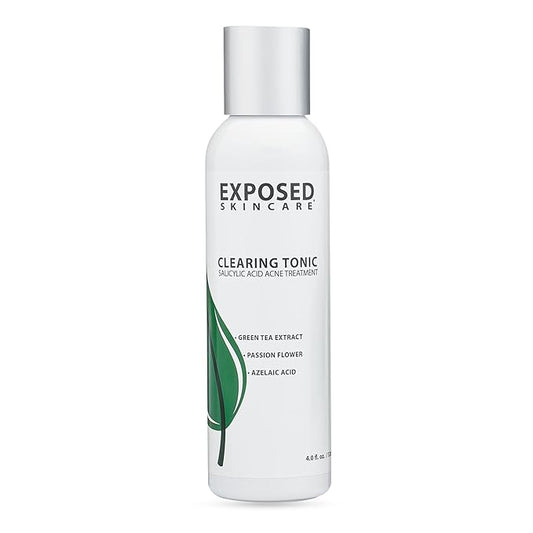 Exposed Skin Care Clearing Tonic Facial Toner with 1% Salicylic Acid and Witch Hazel for Acne Treatment β Pore Minimizing Toner to Prevent Breakouts, Reduce Redness and Balance Skin β Step 2 (4 fl oz)