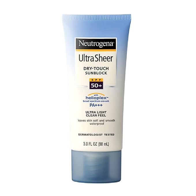 Neutrogena Ultra Sheer Dry-Touch Sunscreen For Face & Body, SPF 55 Broad Spectrum UVA/UVB Protection, Lightweight Water Resistant & Non-Greasy, Travel Size Sunscreen, 3 fl. oz
