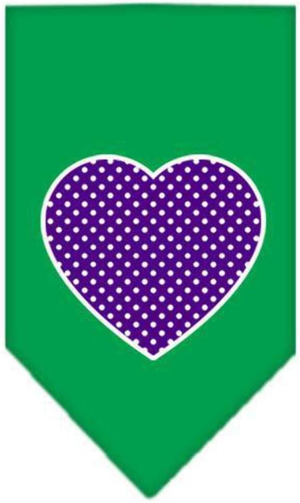 Mirage Pet Products Purple Swiss Dot Heart Screen Print Bandana for Pets, Large, Navy Blue