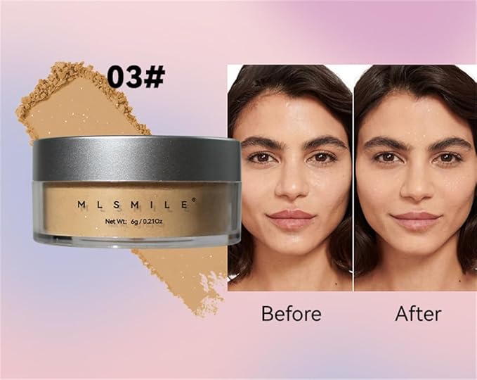 Oil Control Loose Powder, Translucent Setting Powder, Long-Lasting Shimmer, Lightweight Face Powder for Women, Polvo TraslΓΊcido Maquillaje (03#, 1pc)