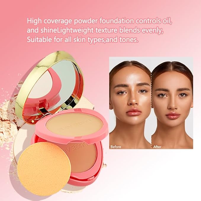 Dau Dau SILK DREAM Double Layer Matte Compact Powder,Blendable Oil Free Foundation Powder,Full Coverage with Flawless Finish
