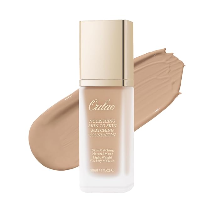 Oulac Foundation Make Up, Skincare Infused With Aloe Leaf And Vitamin E, Medium to High Coverage Liquid Foundation, Foundation Vegan 30ml, ShadeοΌGolden Natural 10