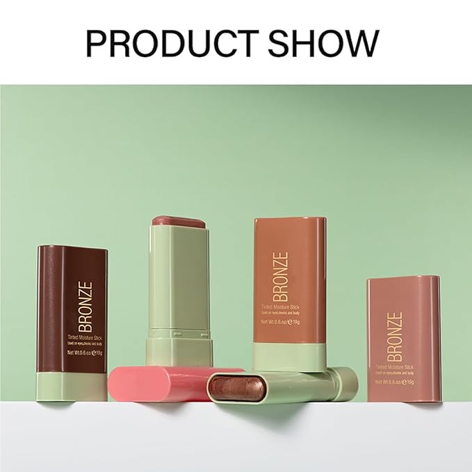 Multi-Use Makeup Blush Stick, Tinted Solid Moisturizer On-the-Go Blush, Multi-use Cream Blush Stick for Cheek & Eyes & Lips, Waterproof Natural Nude Makeup for All Skin (4# Beach Glow)