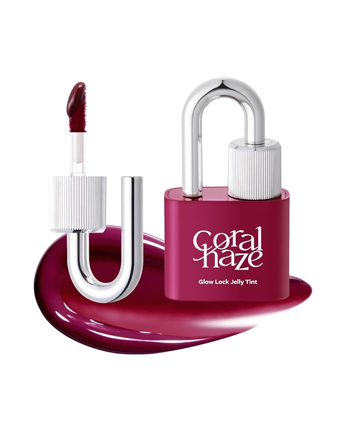 CORLAHAZE Glow Lock Jelly Tint 108 Juicy 4g, Hydrating Jelly Glow Lip Stain, High-Shine, Long-Lasting Color Moisturizing Lip Enhancer with Rosehip Oil, Collectible Lock-Shaped Design, Korean Makeup